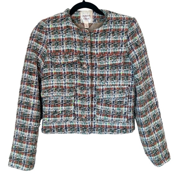 Anthropologie Autres Filles Tweed Jacket with Jewel Buttons- Size XS - Picture 5 of 15